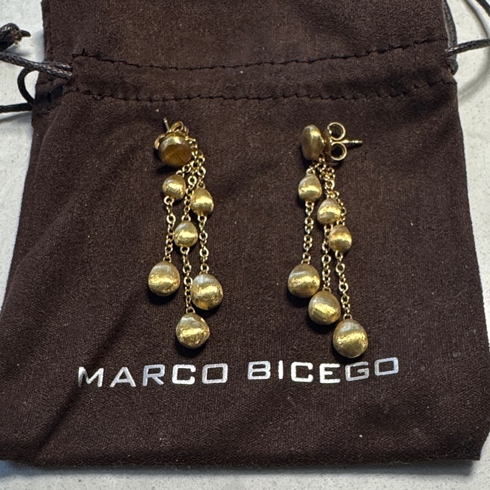 Authentic Marco Bicego Gold studs with Chain Drop Earrings